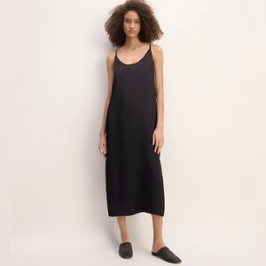 Everlane The Ultimate Slip Midi Dress Black NWT